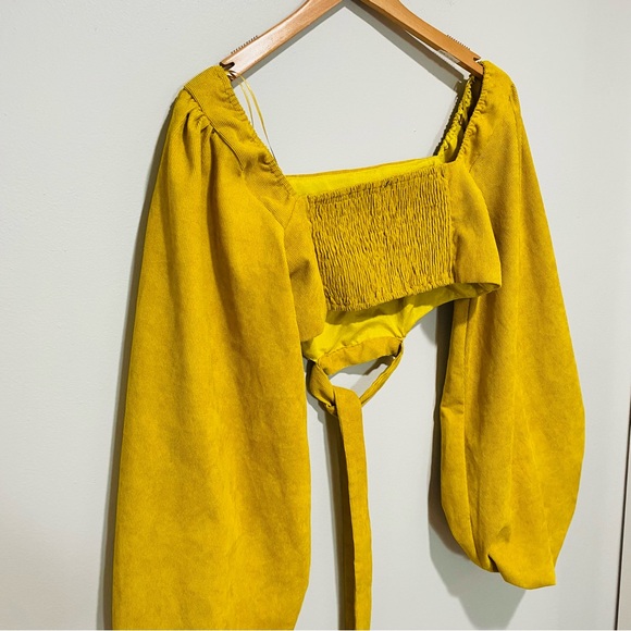 Style & Co Women's Yellow Balloon Sleeve Crop Top Size L - Picture 11 of 15